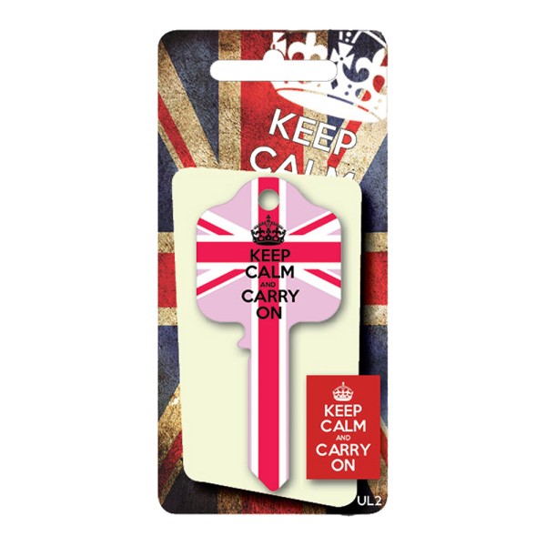Licensed Keys - Keep Calm and Carry On Union Jack - Pink