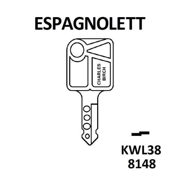 KWL38 Espagnoiette Window Key HD WL076 