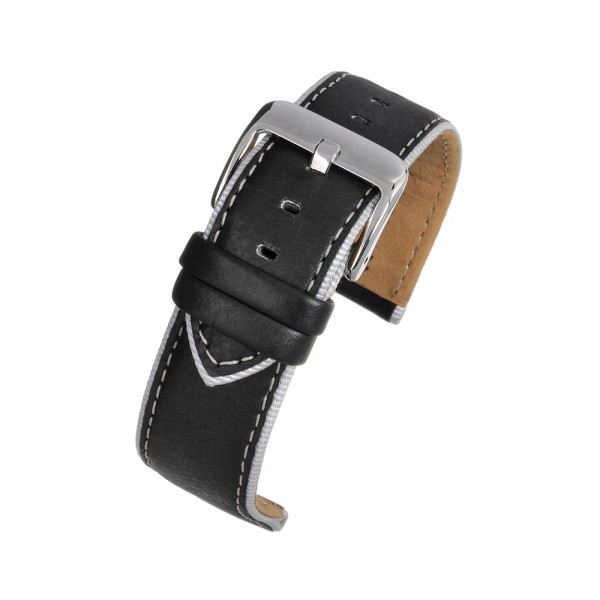 Birch Watch Straps Modern Finish With a Contrasting Edge Black With Grey Trim