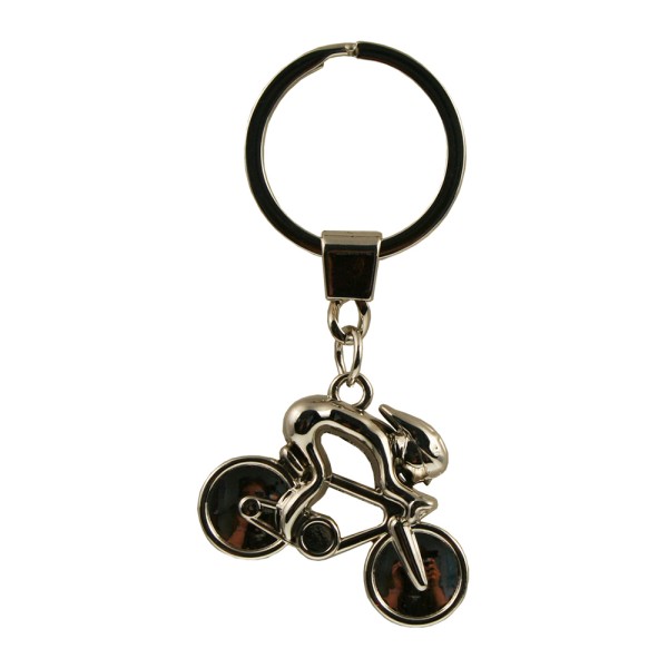 Cyclist Metal Keyring