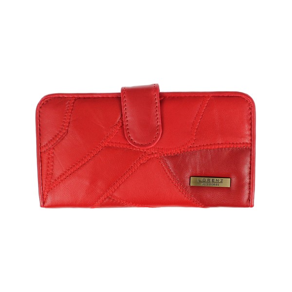 Leather Patch Purse Tab & Clasp Top Inner Window Assorted Colours