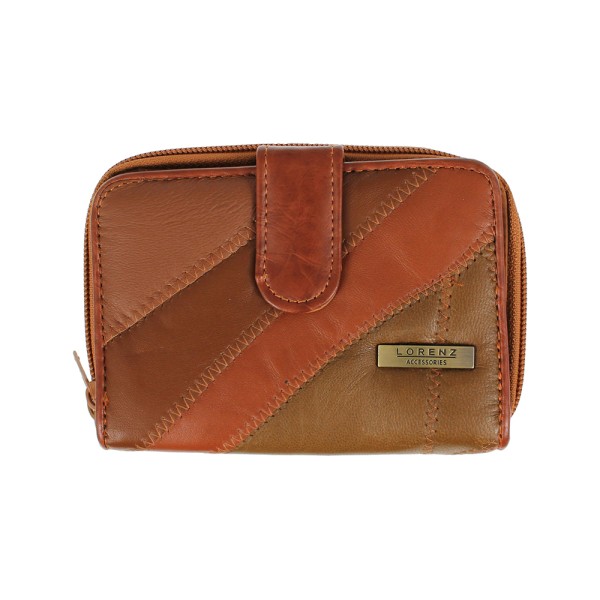 Leather Patch 14cm Purse Tab double Zip Round 2 Inner Windows