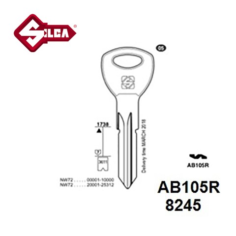 Silca AB105R - Abus Cylinder Blank  