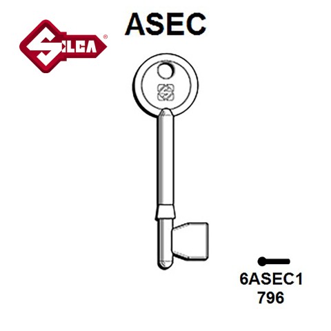 Silca 6ASEC1 - ASEC B S 5 Lever Mortice Key Blank 