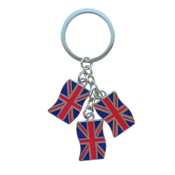 Union Jack Charm Key Ring Three Flags