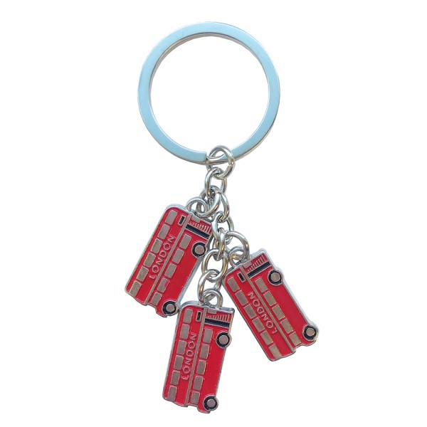 London Charm Key Ring Three London Buses