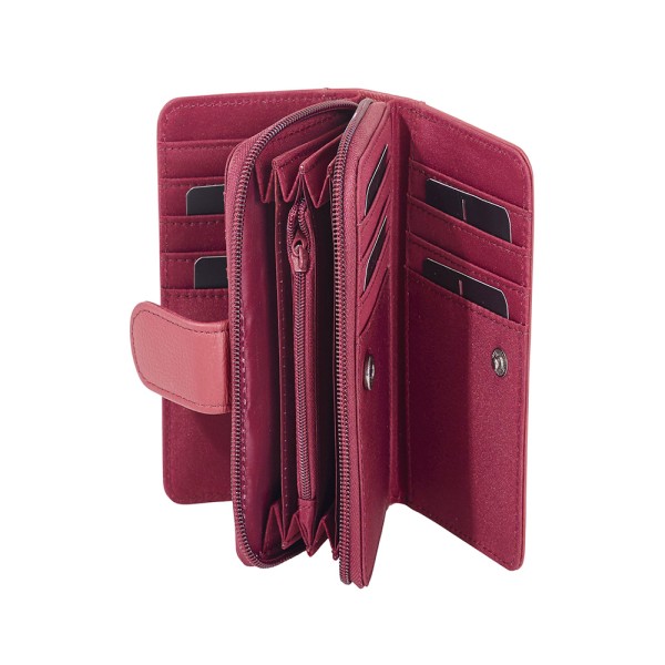 Cow Hide Zip Round Double Sided Purse Wallet with RFID