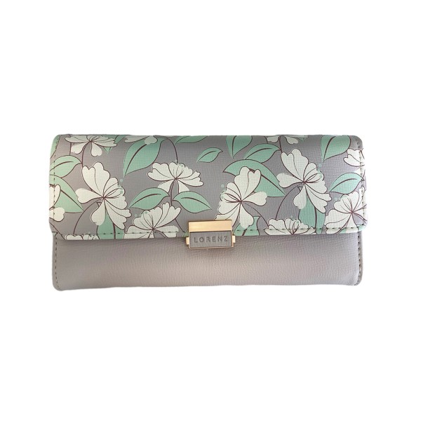Grained PU Purse with Floral Design