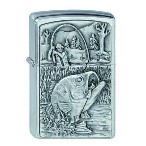 Zippo Lighter Brushed Chrome Bass Fishing Emblem