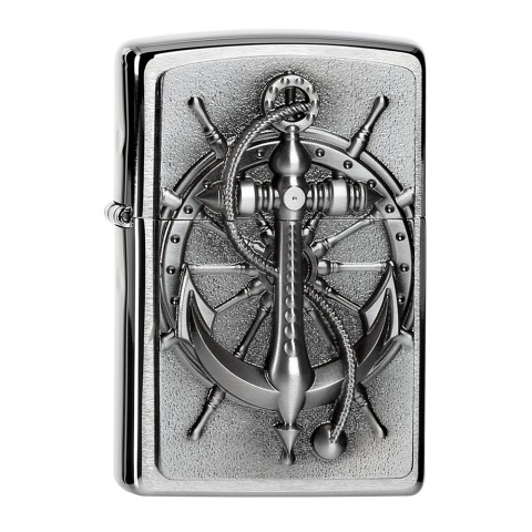 Zippo Lighter Brushed Chrome Nautic Emblem 