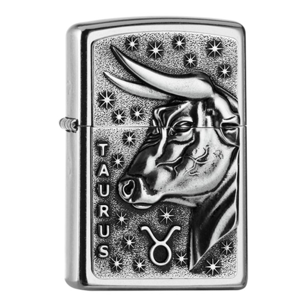 Zippo Lighter Street Chrome PL 207 TAURUS Tierkr V19 Embl