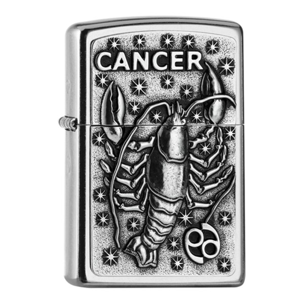 Zippo Lighter Street Chrome PL 207 CANCER Tierkr V19 Embl