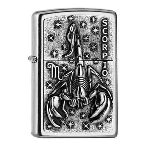 Zippo Lighter Street Chrome PL 207 SCORPIO Tierkr V19 Emb