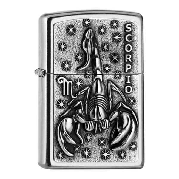 Zippo Lighter Street Chrome PL 207 SCORPIO Tierkr V19 Emb