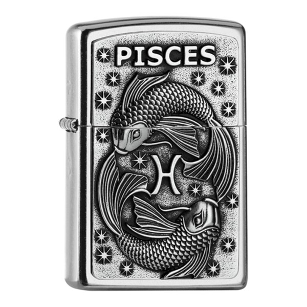 Zippo Lighter Street Chrome PL 207 PISCES Tierkr V19 Emb