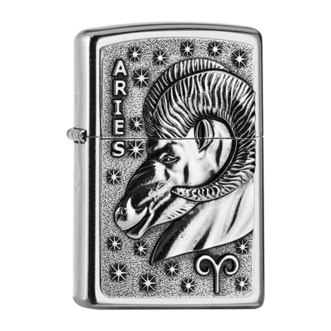 Zippo Lighter Street Chrome PL 207 ARIES Tierkr V19 Emble
