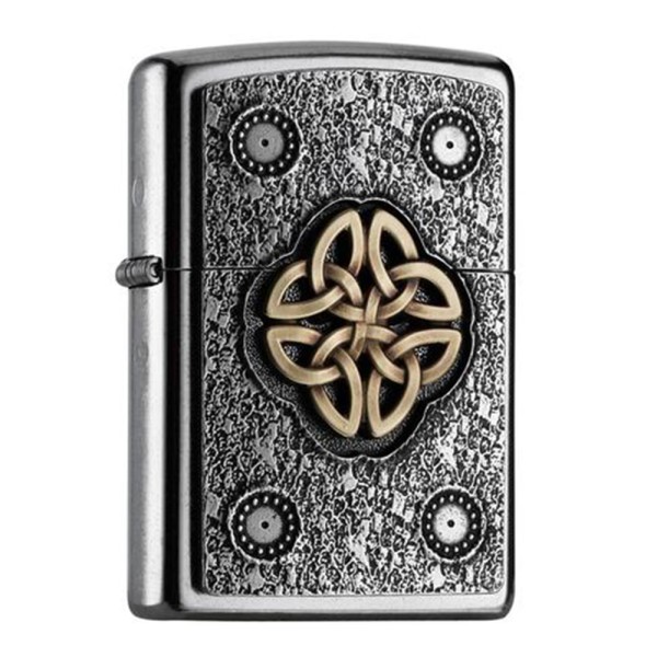 Zippo Lighter Brushed Chrome Celtic Knot