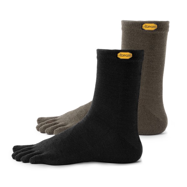 Vibram Five Toe Socks Wool Blend Crew Twin Pack 1 x Black1 x Military Green