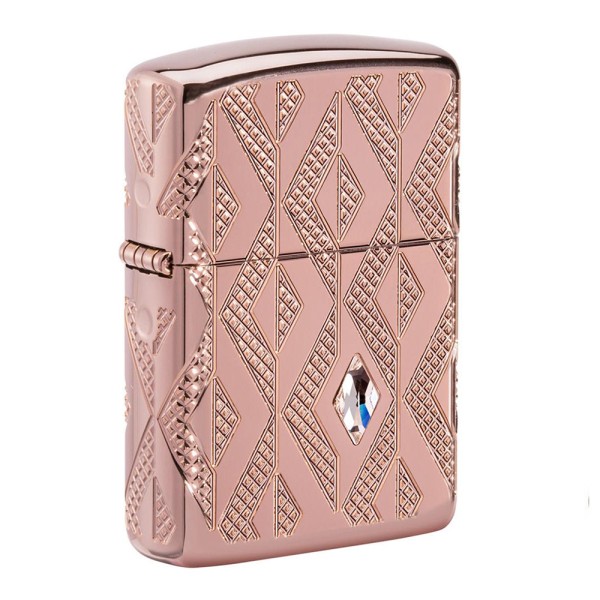 Zippo Lighter Armor High Polish Rose Gold MultiCut/Crystal Attached 