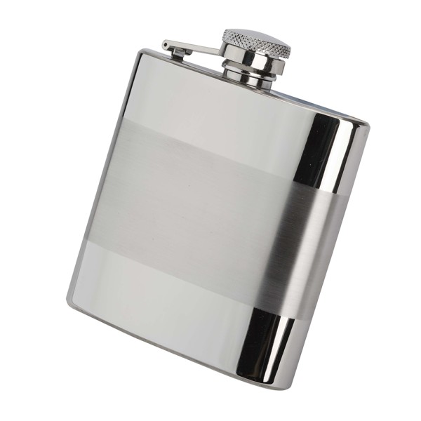 Stainless Steel Satin Band Hip Flask 4oz