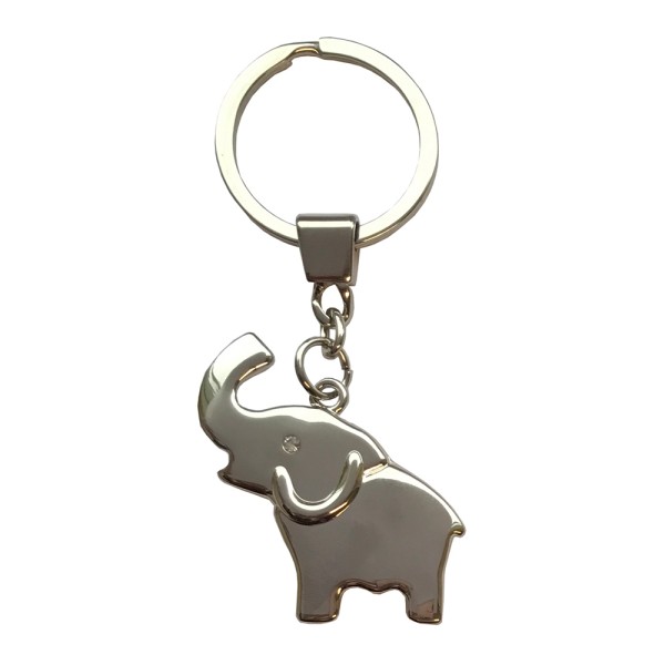 Elephant with Crystal Eye Metal Keyring