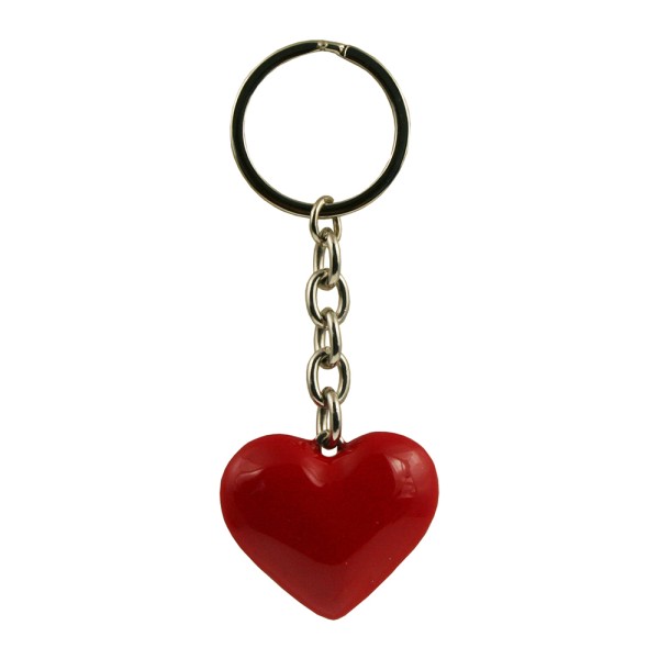 3D Red Metal Heart Keyring
