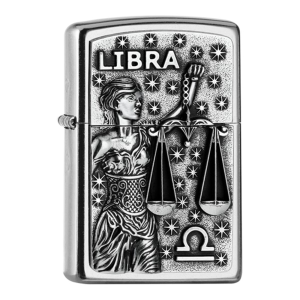 Zippo Lighter Street Chrome PL 207 LIBRA Tierkr V19 Emble