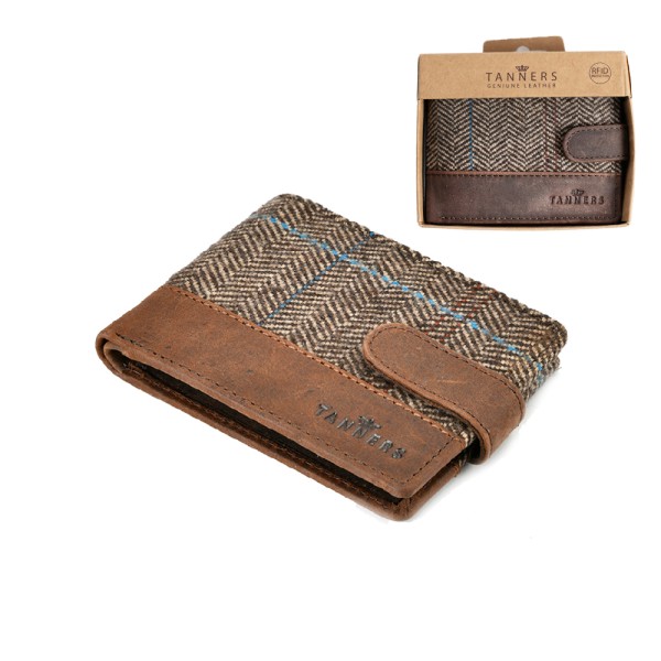 Tanners Leather/Tweed Outer 10 Card Spaces And Notes