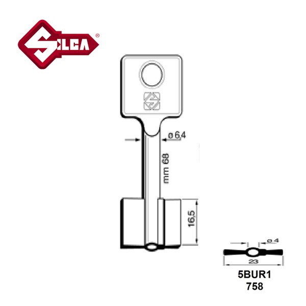 Silca 5BUR1 Double Bit Key JMA BUR1G SKS BUR1G