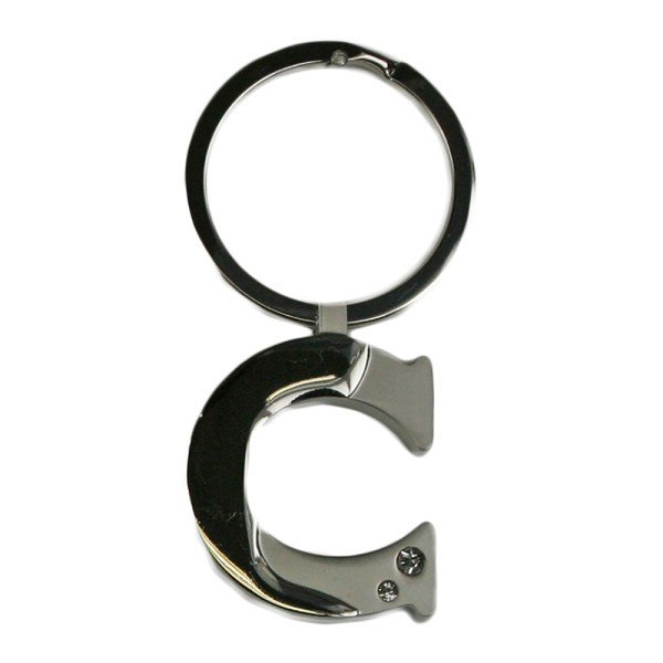 Alphabet Key Ring With Crystal Letter C