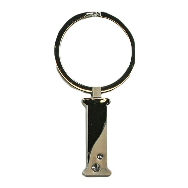 Alphabet Key Ring With Crystal Letter I