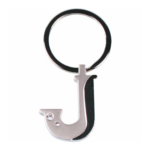 Alphabet Key Ring With Crystal Letter J