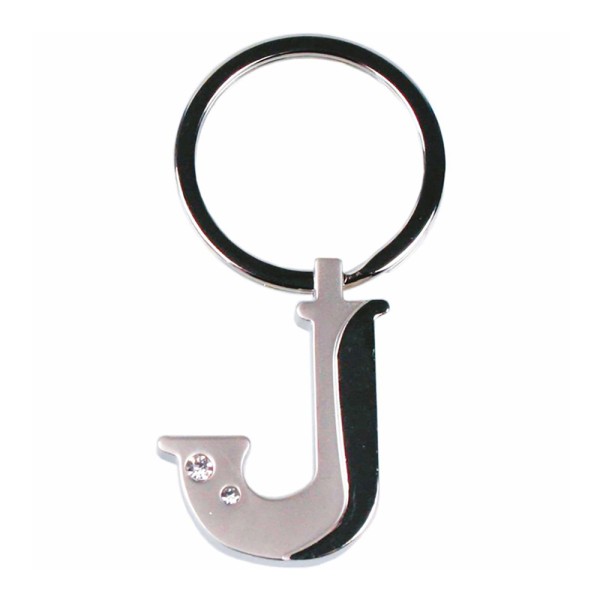 Alphabet Key Ring With Crystal Letter J