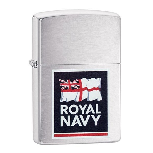 Zippo Lighter Brushed Chrome British Royal Navy