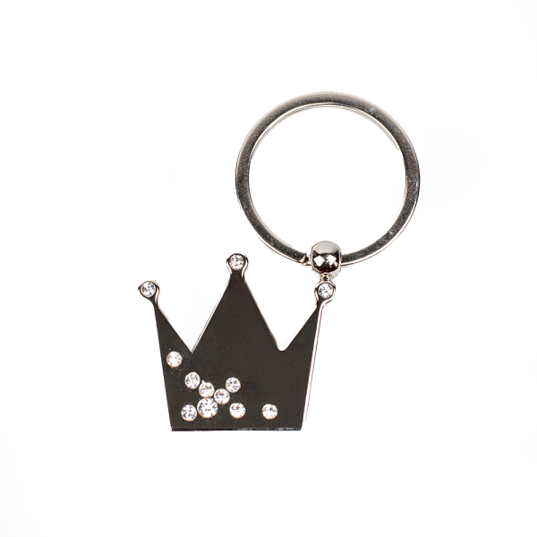 Crown with Clear White Crystals Key Ring
