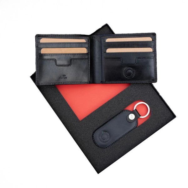 Primehide RFID Leather Wallet & Key Ring. Gift Boxed
