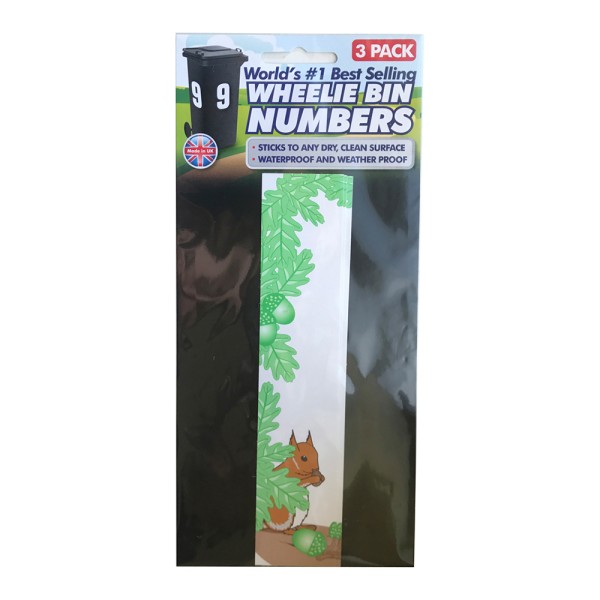 Wheelie Bin Numbers Triple Pack Squirrel Number 1 
