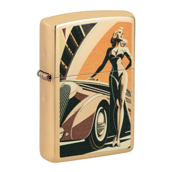Zippo Lighter Vintage Car and Woman Design 60007258