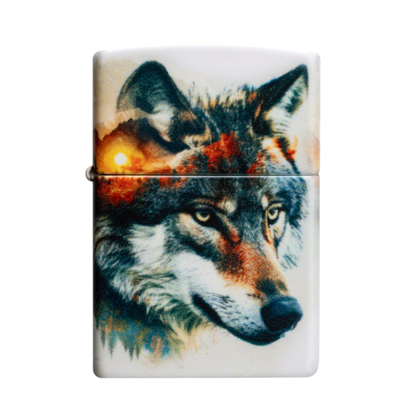 Zippo Lighter Watercolor Wolf design