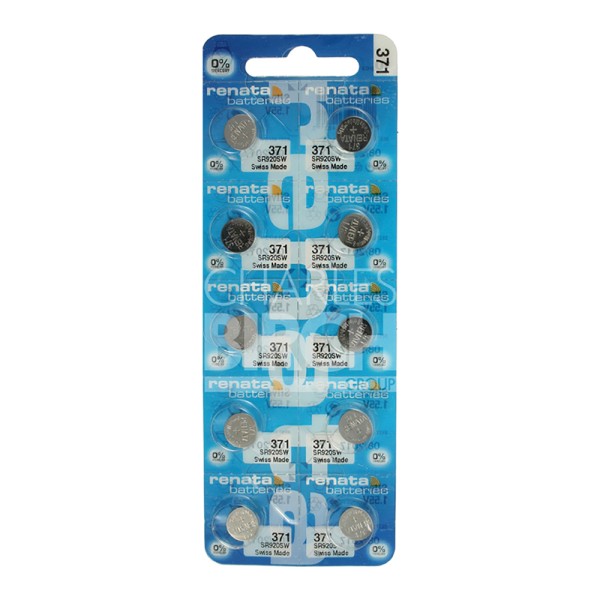Renata Multipack Batteries 371 Silver Oxide, Low Drain 1.55V