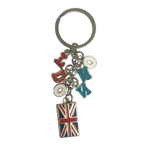 London Charm Key Ring with Letters & Flag