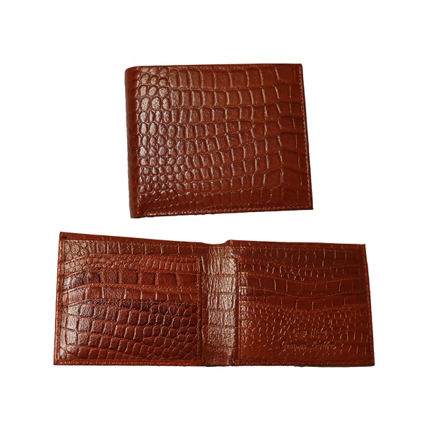 Birch Cowhide Crocodile Finish Wallet with RFID Tan. Special Clearance 25% Discount