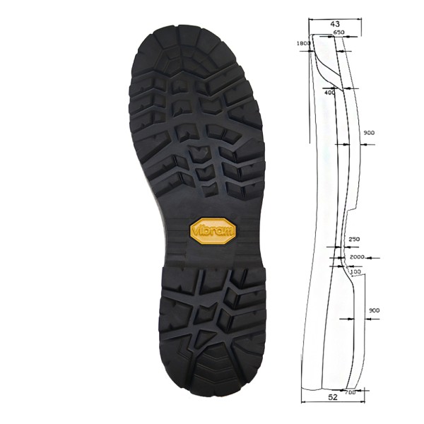 Vibram 122P Foura 2 Cupsole Black Size 38 Length 10 7/10 Inch / 271mm. Special Clearance Price.