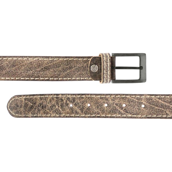 Birch Full Grain Leather Belt With Contrasting Stitching 40mm Medium (32-36 Inch) Distressed Black. Special Clearance 30% Discou