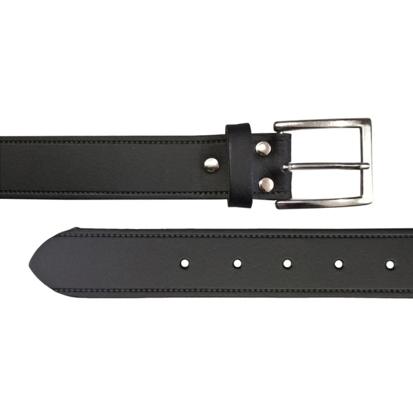 Birch Leather Belt With Stitch Effect 40mm Medium (32-36 Inch) Black. Special Clearance 25% Discount
