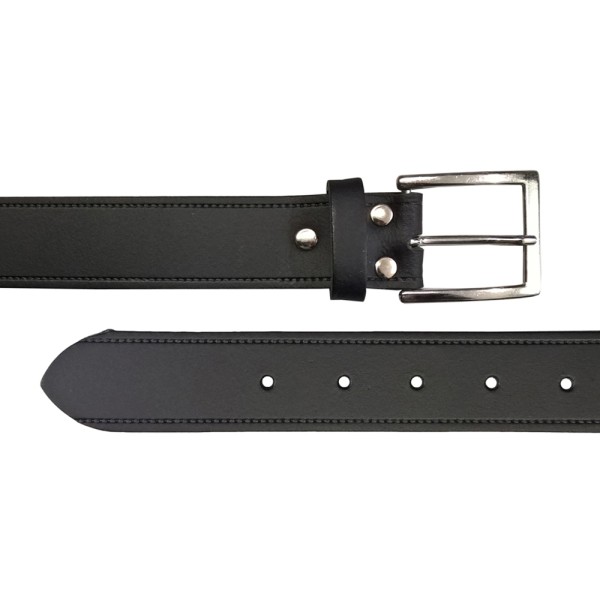 Birch Leather Belt With Stitch Effect 40mm Large (36-40 Inch) Black. Special Clearance 25% Discount