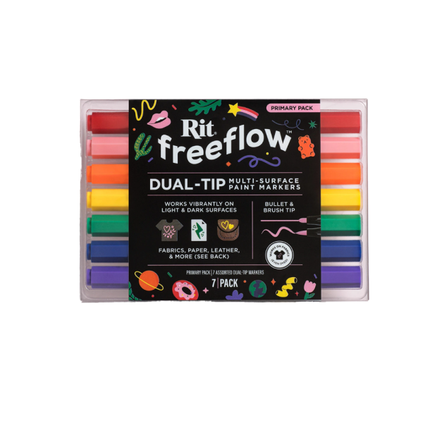 Rit Freeflow Primary Pack of Seven Dual Tip Multi Surface Paint Markers