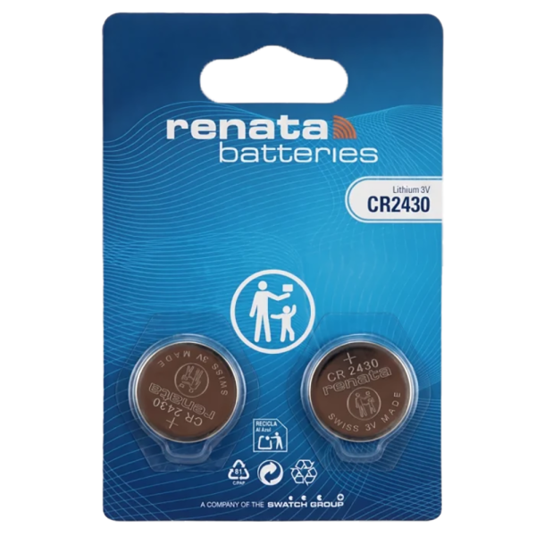 Renata Watch Batteries CR2430 Lithium. 3V. PACK OF 2.