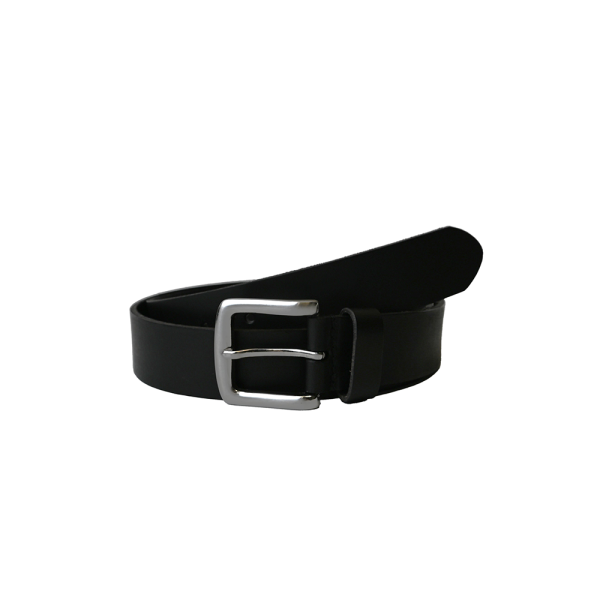 35mm Black  Leather Belt Stitched Medium