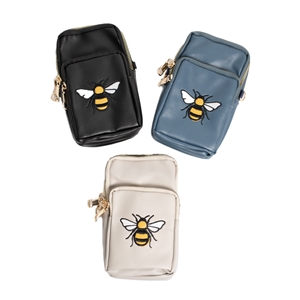 Bee Cross Body Bag / Phone Bag With 3 Zip Compartments